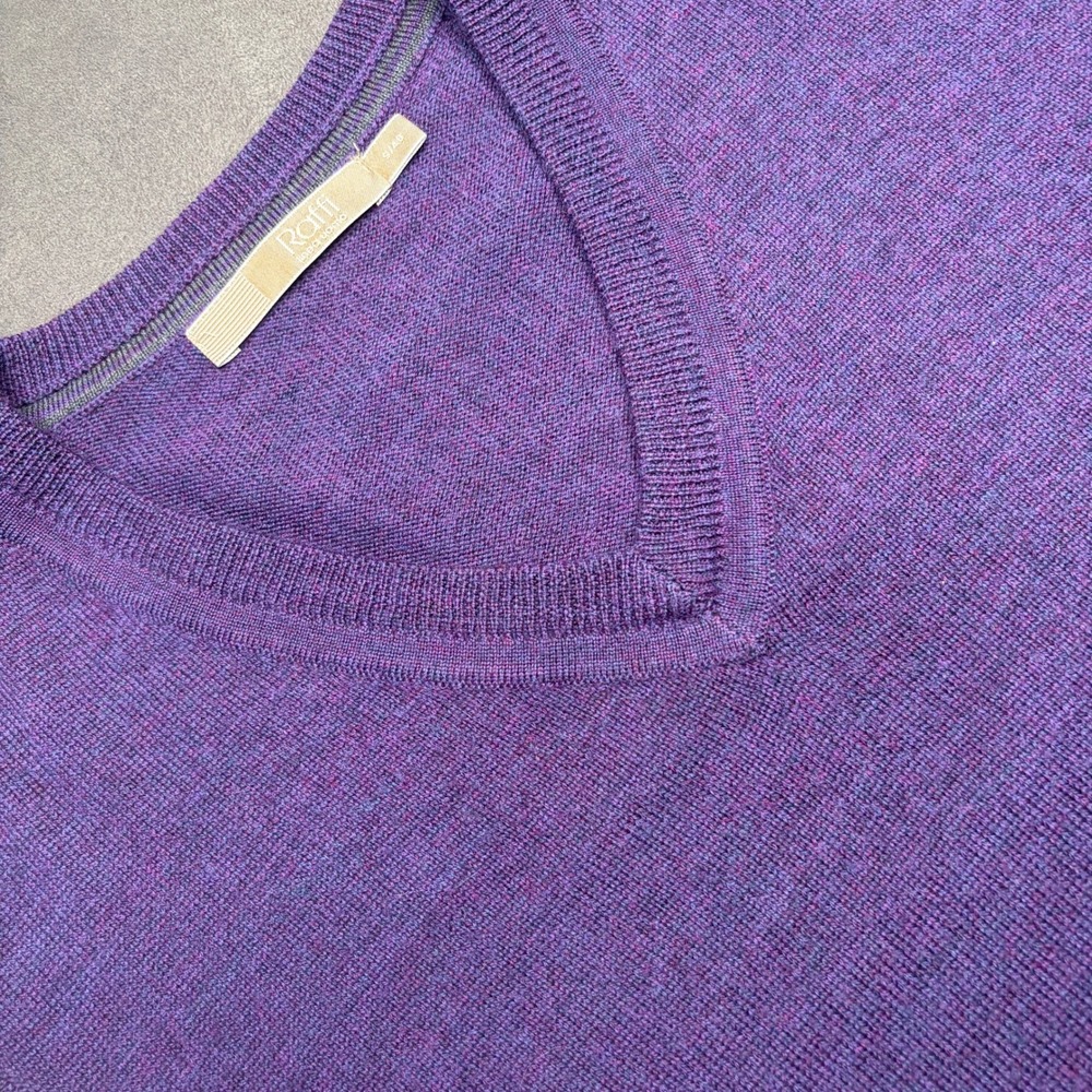 Raffi Sweater Vest Mens Large Purple 100% Merino Wool V-Neck Sleeveless Academia